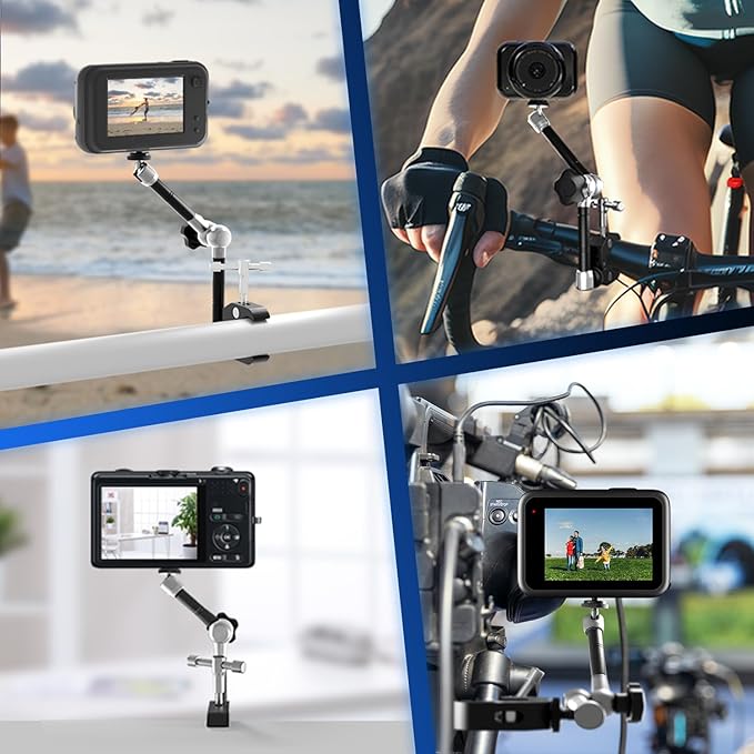 ATLI 11" Super Camera Clamp Mount Adjustable Magic Arm 1/4" and 3/8" Threads Compatible with Flash Led Light Monitor DSLR EON Camera
