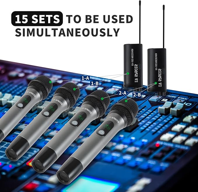 Rechargeable Wireless Microphone System - Dual UHF Metal Handheld Mics for Karaoke, Weddings, Parties, Speeches - Long Range (200ft), Cordless Dynamic Mic Kit, Plug and Play (Single Microphone Set)