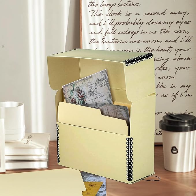 Lineco Archival Document Storage Box with Metal Edge, Acid-Free Tan Boxboard, Organize and Store Files, Prints, Photos, Letter-Sized Case 12.5" x 10.5" x 5" Wide