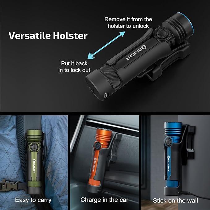 OLIGHT Seeker 4 Pro Rechargeable Flashlights, 4600 Lumens High Powerful Bright LED Light with USB C Holster, Waterproof IPX8 for Emergencies, Camping, Searching (OD Green)