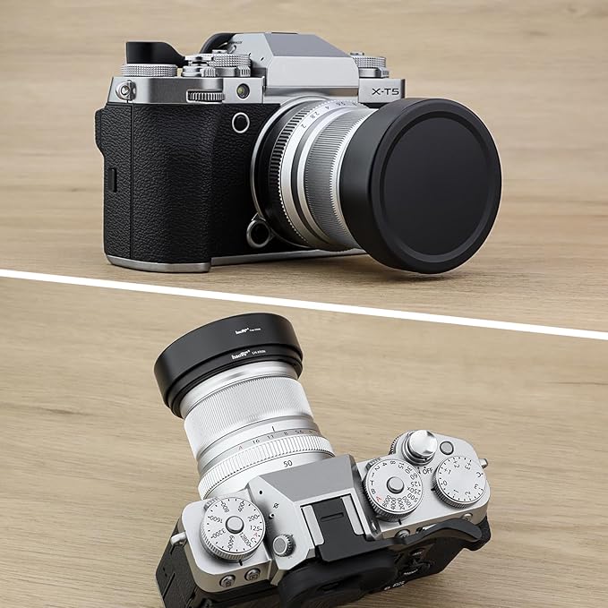Haoge LH-X50N Bayonet Square Metal Lens Hood for Fujifilm Fuji Fujinon XF 50mm F2 R WR Lens with Metal Cap Kit on X-Pro3 X-T4 X-S10 Camera