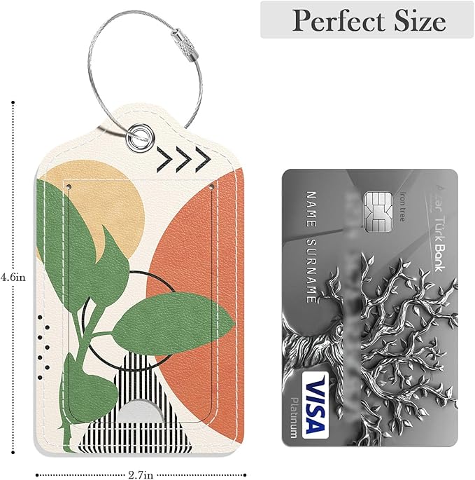 Luggage Tags for Suitcase, 2 Pack PU Leather Travel Cruise Luggage Tag with Privacy Flap, Name ID Label and Metal Loop for Women Men Suitcase Baggage Bag Backpack Instrument, Modern Art