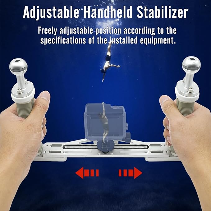 AQUANIC AS10 Underwater Camera Tray Handheld Stabilizer Tray Bracket for Camera Housing, Handle Aluminum Diving Grip for Gopro Divevolk, TG-5/6, RX100 V and Other Action Camera (Grey)