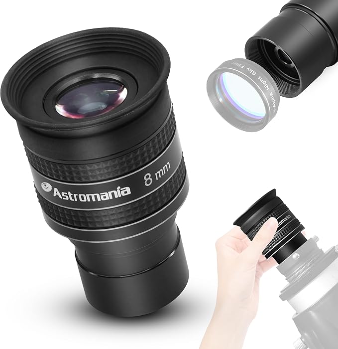 Astromania Telescope Eyepiece 8mm, Wide Angle 58 Degree Apparent Field Planetary Eyepiece for 1.25 inch Astronomy Telescope & Filter, Fully Multi-Coated Telescope Accessory for Planetary Observation