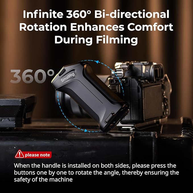 SmallRig Rotating Side Handle with Trigger REC for Sony Selected Mirrorless Cameras, for Sony Alpha 7 IV/Alpha 7R V / A7 III / FX3 / Alpha 9, Compatible with F550/570 Battery, Shutter Control