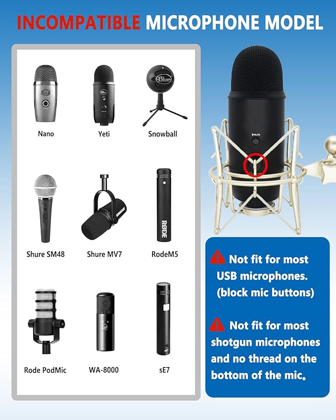 AT2020 Shock Mount Universal Microphone Holder Spider Recording Mic Shockmount Stand Compatible with Many Condenser Mics Like Rode NT1-A NT2-A Procaster MXL 990 770 U87 (Champagne)