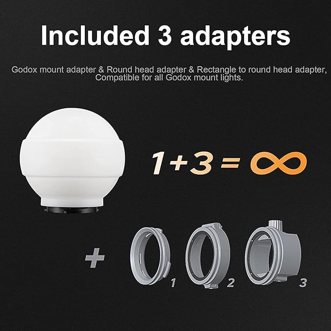 GODOX ML-CD15 Collapsible Softbox Diffusion Dome Flash Diffuser Modifier with 3 Adapters for godox V1 V1PRO AD100PRO AD200PRO V860III V860II V850II TT685II TT685 TT600 TT560II TT520II TT660S AD300PRO