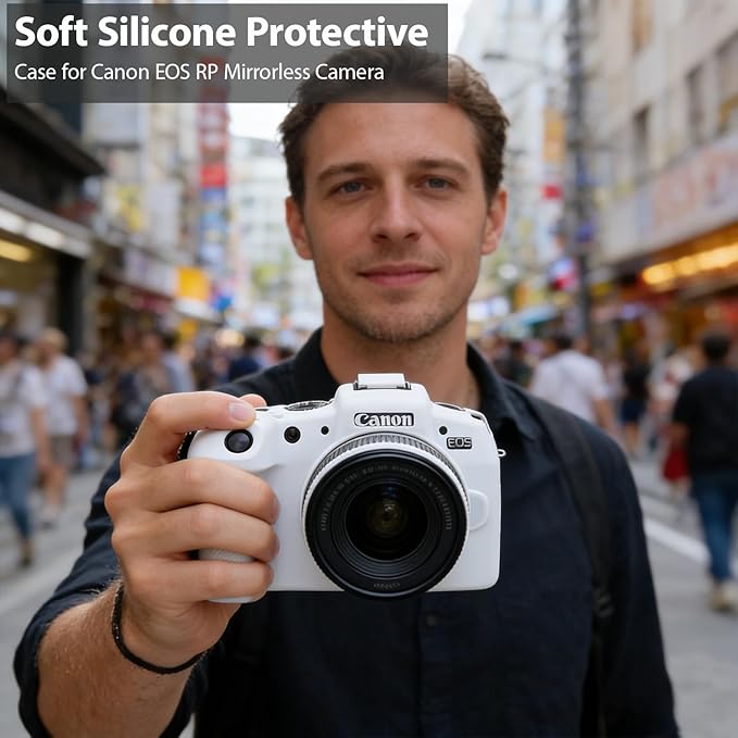 Frevyve Case for Canon EOS RP Body Camera, Skin, Anti-Scratch, Lightweight Sleeve, Soft Silicone Rubber Protective Case Cover for EOS RP Mirrorless Digital Camera Accessories (White)