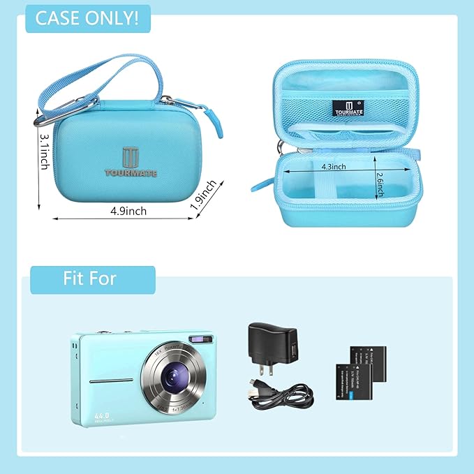 Hard Storage Case for CAMKORY/VAHOIALD/QONGUDS/Fleafer/WONNIE/VYNCS/SMARTKLIK/Rovemre/YiFuar/Focusify/Canon PowerShot 180 190/Sony DSCW800 830 Digital Camera(Case Only) (Light Blue)