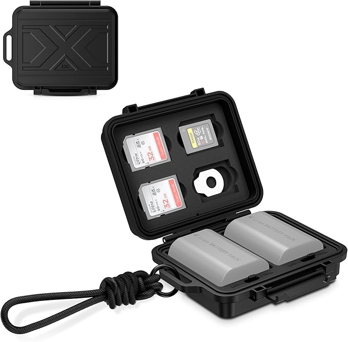 JJC Portable Camera Battery Memory Card Storage Case for 4 SD Card,3 CFexpress Type-A Cards,2 Camera Batteries, Compact Cameras Battery Holder Box for Sony NP-FZ100 NP-FW50