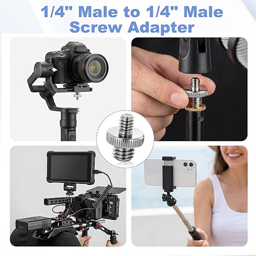 3 PCS 3/8 to 1/4 Tripod Adapter and 3 PCS 1/4 Inch to 3/8 Inch Mount Screws, Double Head Converter Precision Made Tripod Screw Adapters, Standard Camera Mount Adapter for Camera Light Stand Accessory