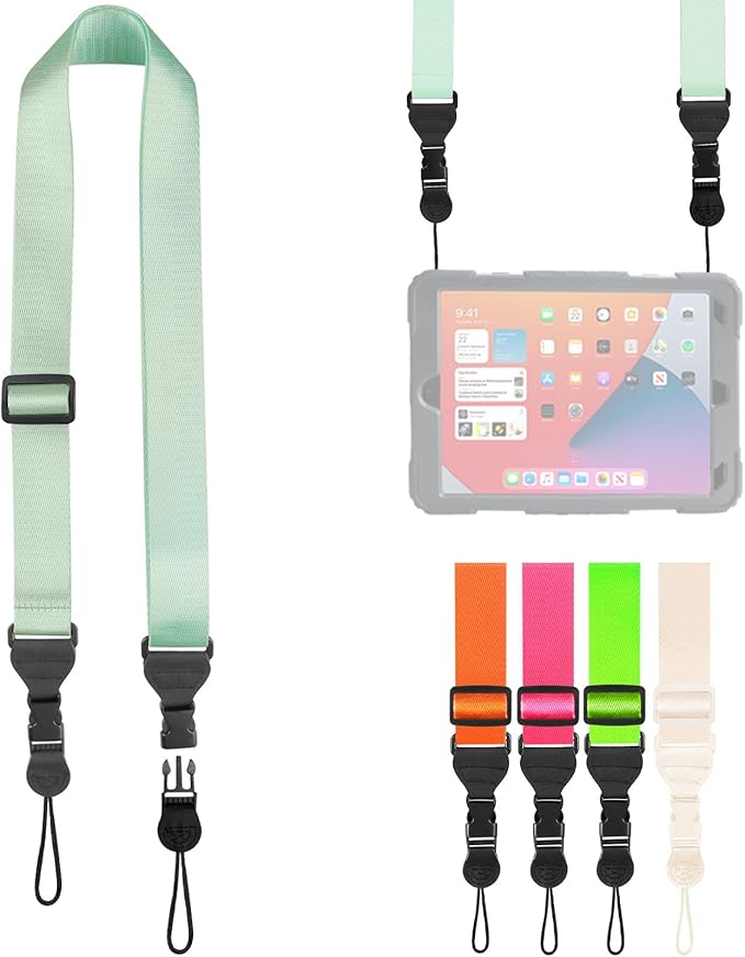 Nylon iPad Strap, Adjustable Camera Neck Strap, Comfortable Shoulder Strap for iPad, Cellphone Tablet, Camera, Laptop, Binocular, Luggage Bag(Mint Green Universal Neck Lanyard)
