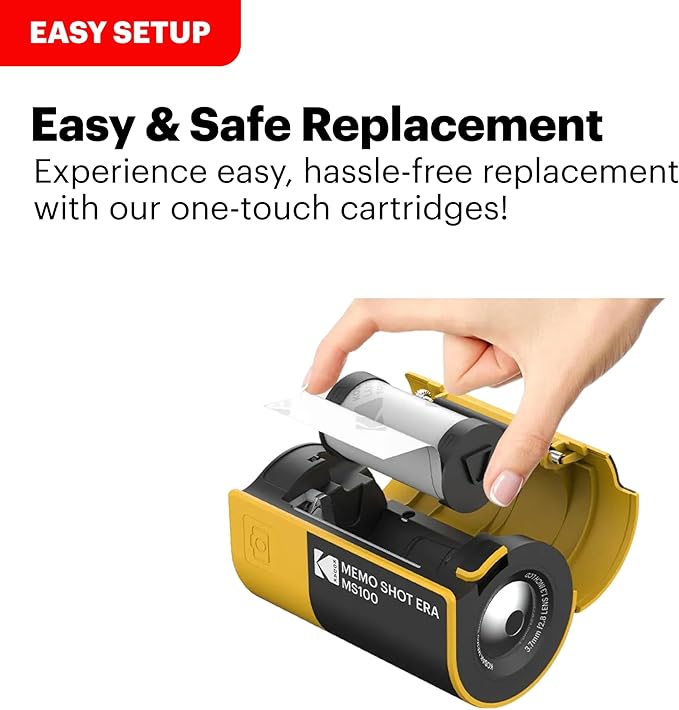 KODAK Memo Shot ERA Kids Instant Digital Camera and Photo Label Printer (Yellow, Camera + 1 Roll)