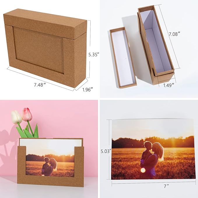 Aiuonenian Photo Storage Boxes 5x7, Cardboard Photo Boxes For Pictures, Family Photos Storage Box Set, Photo Album Box, Small Photo Storage Box Archival For Couple Photos, Postcards Box (Brown)