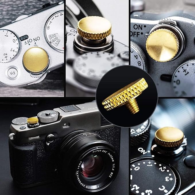 Fuji Shutter Release Button Accessories: Fujifilm Camera Soft Shutter Button - Gold Shutter Button for Canon Nikon Leica Film X100vi X100v X100Ff Xt5 Xt4 Xt3 Xt2 Xt30 Xt20 Xt10 Xpro3 Xpro2 Xpro1