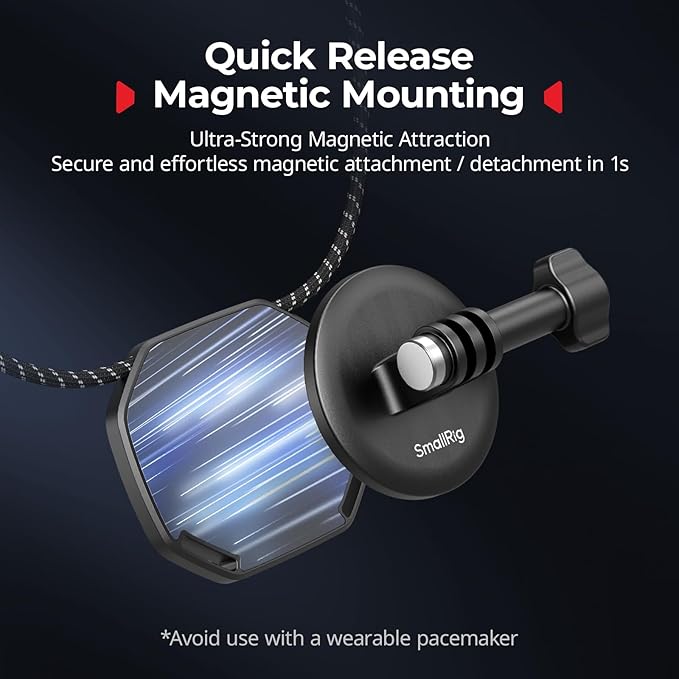 SMALLRIG Magnetic Neck Mount for Action Cameras, Quick Release Chest Mount with Strap, POV Vlogging for GoPro Hero 13/12/11/10/9, for DJI Osmo 360/Nano/Action 6/5 pro/4/3, for Insta360 Ace Pro 2-5360