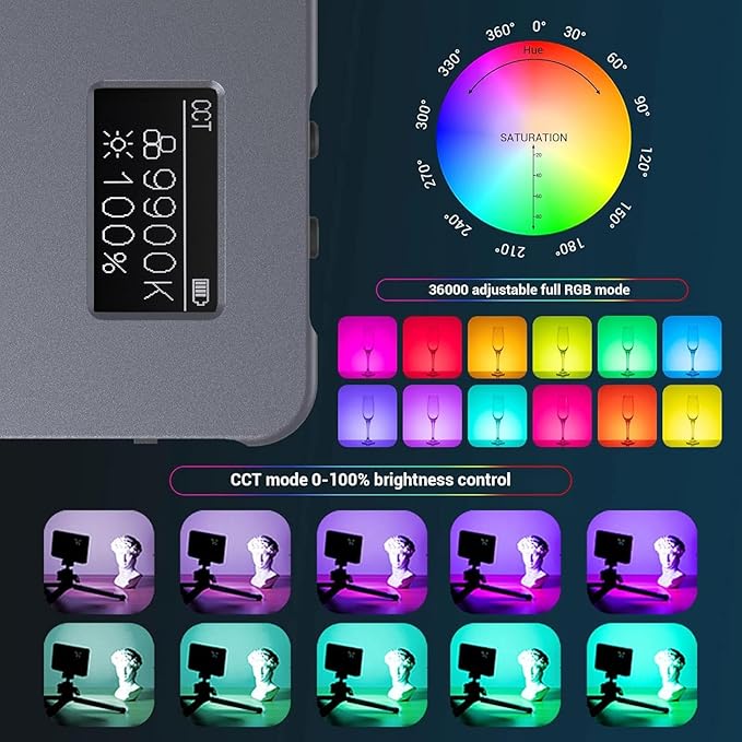 P96L RGB Video Light by SmallRig, Portable Metal LED Camera Light, 2500-8000K, 21 Effects, CRI 96+, OLED Display, Photo and Video Lighting, Long Battery Life, Fits Phone and Camera (Pack of 2)