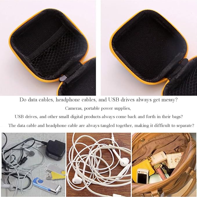 3 pieces flight travel cord organizer electronic travel case portable charger case suitable for headphones charging cable USB