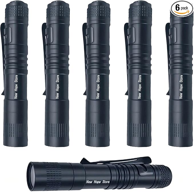 LED Pocket Penflashlight, High Lumens Lightweight Penlight Waterproof Compact Pen Light with Clip for Inspection, Repair, Camping Powered by 1*AAA Battery(not Included) Set 6pcs