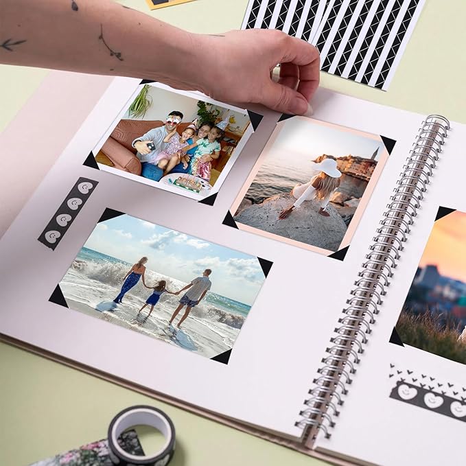 Photo Corner Stickers, 2040 Pcs 20 Sheets Photo Corners Self Adhesive, Scrapbook Photo Corners for Scrapbooking, Memory Books, DIY Picture Album, Journal Diary (Black and White)