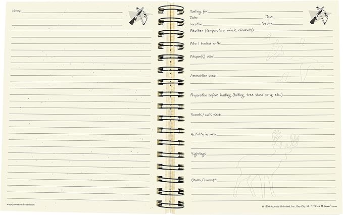 Write it Down series by Journals Unlimited, Guided Journal, Hunting, The Hunter's Journal, Full-size 7.5"x 9", Kraft Hard Cover, Made in USA