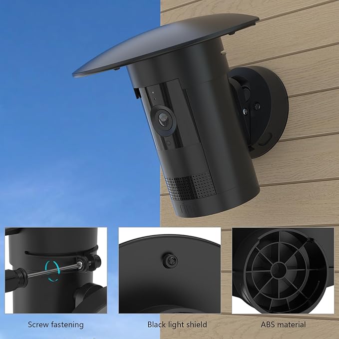 Outdoor Camera Sun Rain Shade Shield Cover Compatible with R-ing Outdoor Cam Plus Camera (Black)