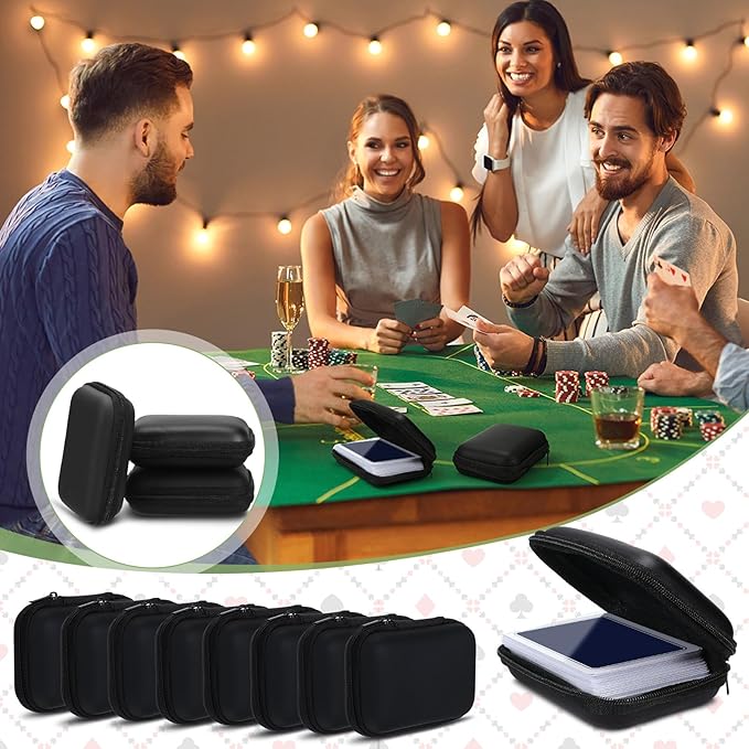Jexine 8 Pieces Card Case Compatible with Travel Games Cards Games Playing Case Deck Game Playing Storage Box Carrying Holder (Black)