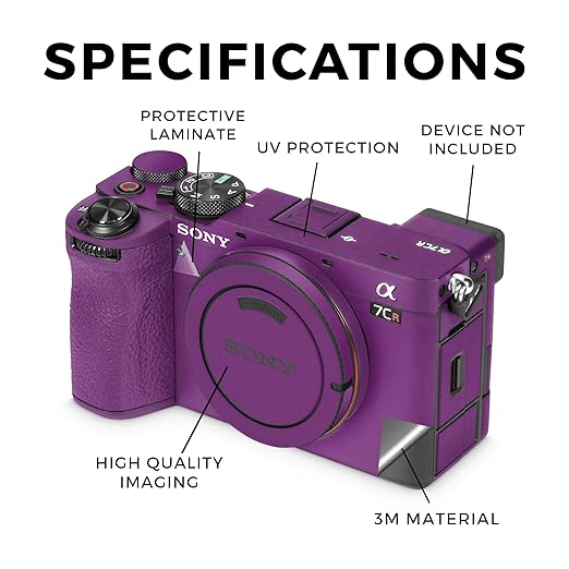 Camera Skin Compatible with Sony Alpha 7CR Camera (2023) - Solid Purple - Premium 3M Vinyl Protective Wrap Decal Cover - Easy to Apply | Crafted in The USA by MightySkins
