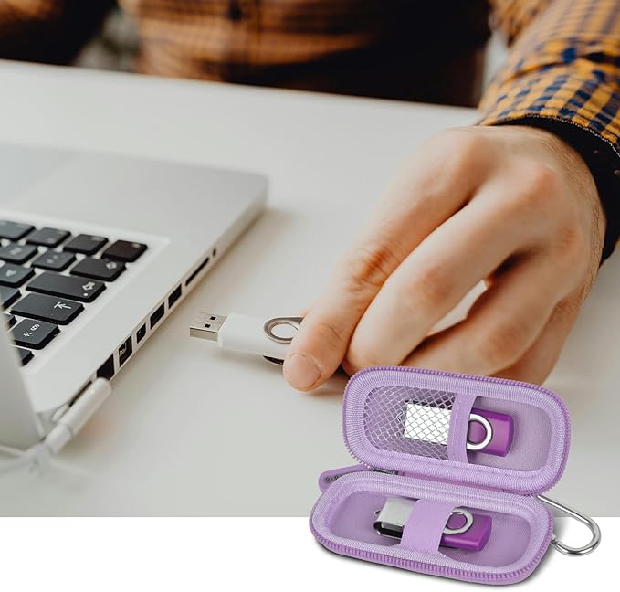 USB Flash Drive Case, SD Card Holder Compatible with Thumb Drive, Memory Cards, SDXC SDHC Storage Bag, Electronic Accessories Organizer for SanDisk for Samsung for Inland (Light Purple)
