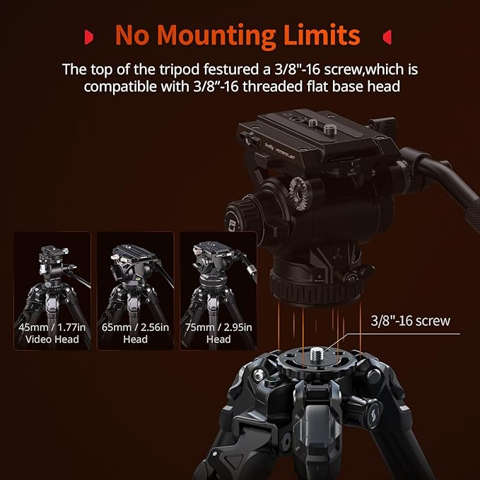 SmallRig x Potato Jet Tribex Hydraulic Carbon II Tripod Fast Extend Camera Travel Tripod, Low Angle Photograph to 5.9in/15cm, Max Height 61in/155cm, Weight 5.7lbs, Load up 55lbs -5756