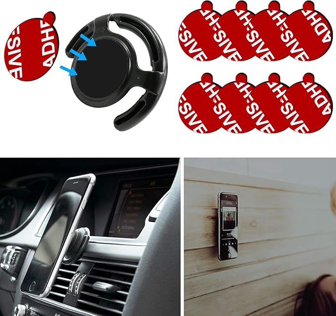8 Pack Sticky Adhesive Compatible with Socket Mount Base, PKYAA Double-Sided Replacement Tape for Car Magnetic Phone Holder, 4 Pack Sticker Pads for Collapsible Grip & Stand Base