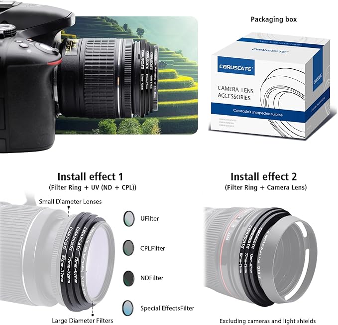 10 Pieces Step Down Ring,Camera Lens Filter Metal Filter Rings Compatible All Brands UV ND CPL (46-43mm,49-46mm,52-49mm,55-52mm,58-55mm,62-58mm,67-62mm,72-67mm,77-72mm,82-77mm)