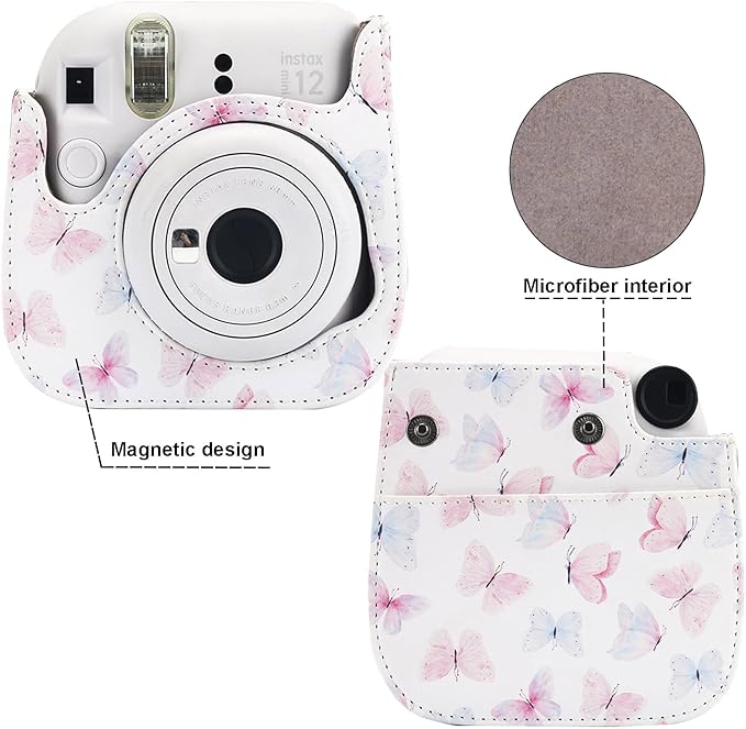 Frankmate Protective Case Compatible with Fujifilm Instax Mini 12 11 9 8 Instant Film Camera with Accessory Pocket and Adjustable Strap