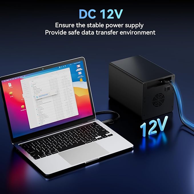 CENMATE 4 Bay Hard Drive Enclosure with Cooling Fan for 2.5/3.5" SATA HDD/SSD with USB A/C 3.0 Cable, Tool-Free HDD Enclosure, 3.5 Hard Drive Enclosure Support 80TB, Hot Swappable(NO RAID/NAS)