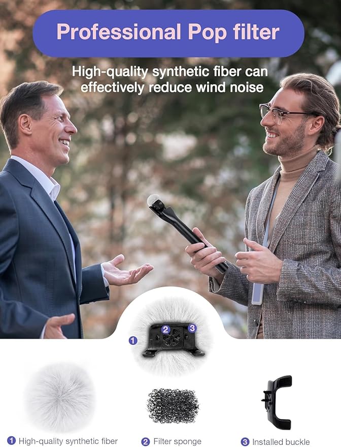 YOUSHARES Microphone Wind Muff Compatible with DJI Mic Mini - 2 Packs Furry Windproof Cover Suitable for DJI MINI 2024 Wireless to Reduce Wind Noise