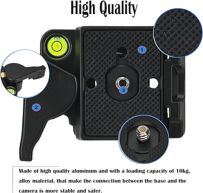 323 RC2 Quick Release Plate Adapter, Rapid Connect Adapter with Quick Release Plate Compatible for Manfrotto Monopod, Manfrotto Tripod Ball Head and Tripod