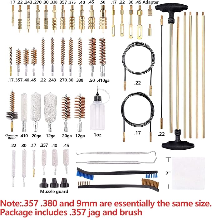 BOOSTEADY Gun Cleaning Kit Universal Gun Cleaning Kit Shotgun Pistol Cleaning Kit with Lightweight Organized Carrying Case Gun Cleaning Supplies Gun Cleaner Bottle Brass Jags and Tips
