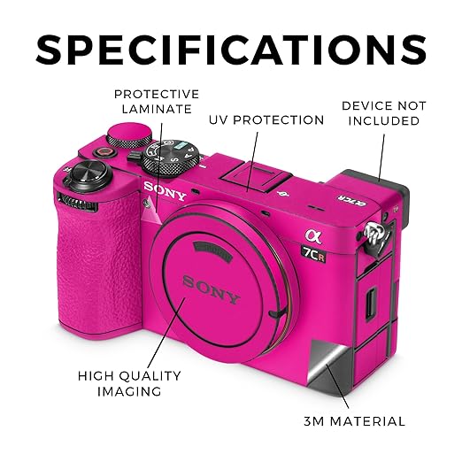 Camera Skin Compatible with Sony Alpha 7CR Camera (2023) - Solid Hot Pink - Premium 3M Vinyl Protective Wrap Decal Cover - Easy to Apply | Crafted in The USA by MightySkins