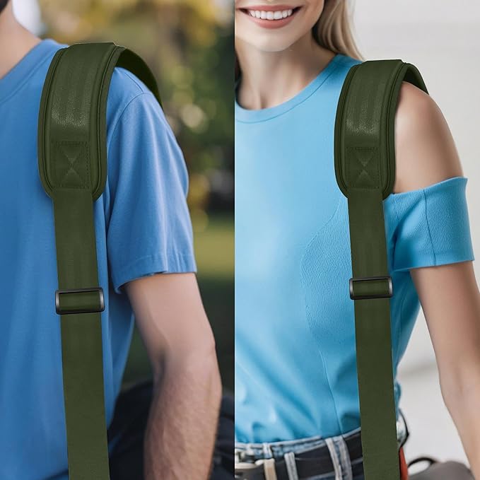 ZINZ 75" Shoulder Strap with Fixed Pad and Dual Balanced Buckles，Army Green
