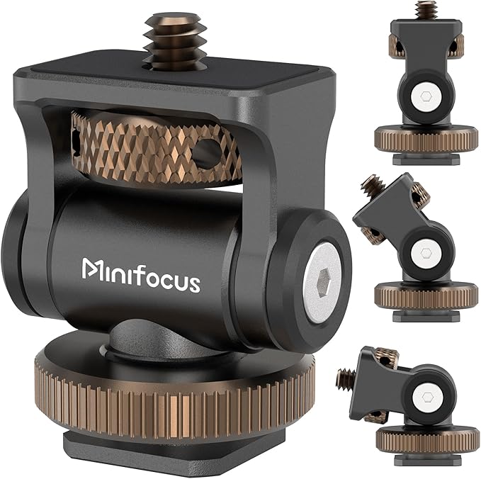 MINIFOCUS Camera Monitor Mount with Cold Shoe, 1/4" Screw for 5" & 7" Field Monitors, 160° Tilt Adjustable Holder for Field Monitor, LED, Flash and Video Shooting Photography Accessories