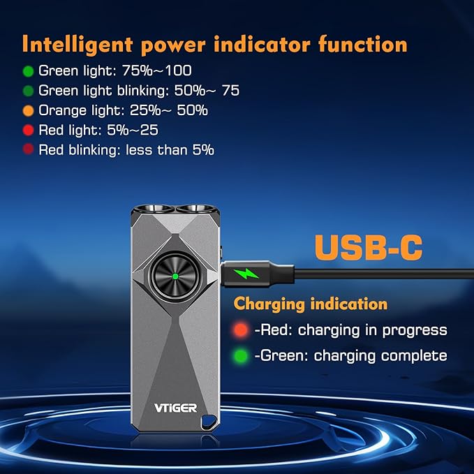 VTIGER K1 Keychain Flashlights, 800 Lumens Portable Flat Little Light,USB Rechargeable Mini Pocket EDC Flashlight with Clip,Compact LED Keyring Lights with Magnet for Everyday Carry,Camping,Emergency