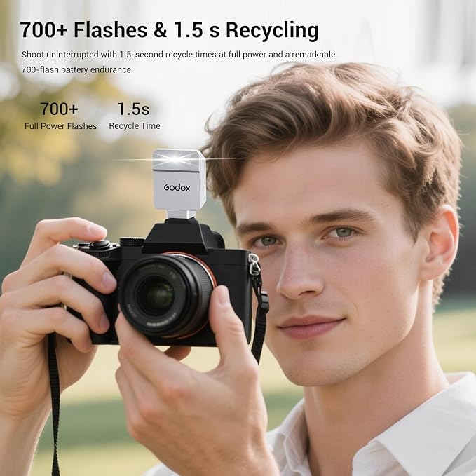 Godox iT22 N Mini Camera Flash for Nikon with 7.4V 300mAh Battery Manual/TTL Modes 700+Flashes 1.5s Recycle Hot Shoe Flash with Diffuser/Color Filters Accessories for Nikon Camera (Silver)
