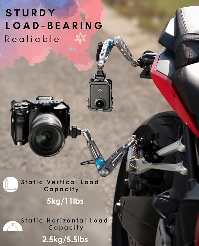 DF DIGITALFOTO 11" Magic Arm with F22 Quick Release, Elegant Strength Magic Arm with 1/4" 3/8" Thread Screw 360° Ball Heads for Monitor,Flash,Light,Camera Cage,Max Load Capacity 5kg (Starship Gray)