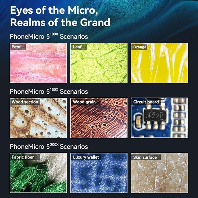 【2026 Upgraded】 DALYANGDA Phone Microscope Lens, Nano Zoom 200x for iPhone, Nanozoom for iPhone,Nanozoom 200x Magnification Zoom, Nanosight x200,12 LED Modes,CPL Lens,Stable(Black)-Qing huo