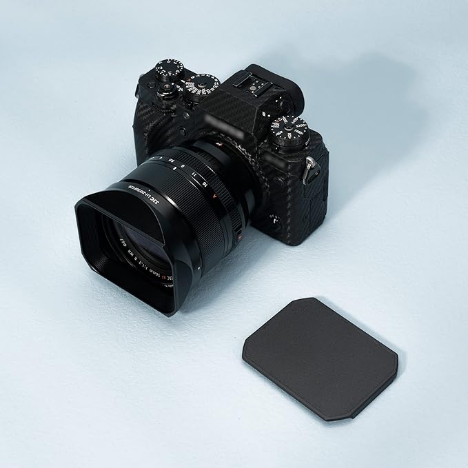 JJC Metal Square Lens Hood with a Hood Cap for Fujifilm XF 56mm F1.2 R WR Lens on Fuji X-T5 X-T4 X-T3 X-T2 X-E4 X-E3 X-E2 X-HS2 X-H2 X-H1 X-T30 II X-T30II X-T30 X-T20 X-T10 X-T200 X-T100 X-S10 Black