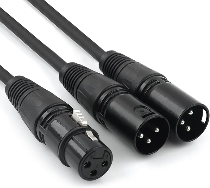 Disino XLR Splitter Cable, 1 Female to 2 Male Patch Microphone Cable XLR Y Splitter Cable Balanced Splitter Cord (3 Pin Male to 1 Female)- 10 Feet