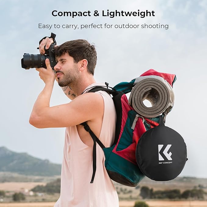 K&F CONCEPT 5-in-1 Light Reflector 32"(80cm) Photography Diffuser Collapsible Portable for Studio and Outdoor Lighting Gold Silver White Black Translucent
