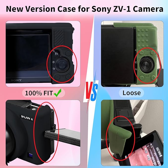 Camera Case for Sony ZV-1, ZV1 Camera Cover Silicone Camera Sleeve Body Skin Protective Case with Removable Lens Cap for Sony ZV 1 Digital Camera, Black
