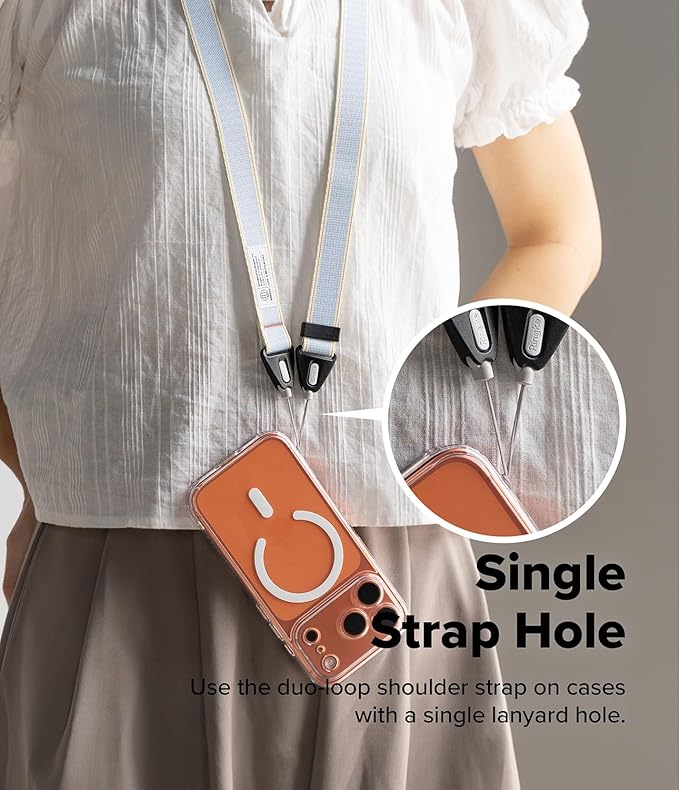 Ringke Shoulder Crossbody Strap [Adjustable Neck Lanyard Strap with Sturdy String] [One-Touch Buckle] for Phone Case, Camera, Keys, USB Flash Drive, and ID Badge - Stripe Blue