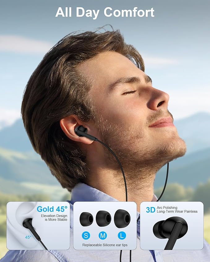 Samsung Wired Headphones USB C, Usbc Wired Earbuds in-Ear for Apple iPhone 17e 17 Pro Max 17pro Air 16e 16 15 Plus, Noise Cancelling Ear Buds USB-C Earphones with Microphone Android Type C Plug Galaxy